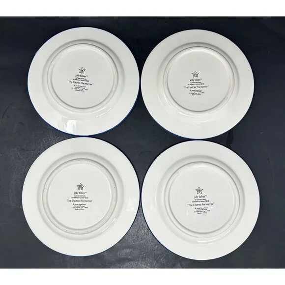 Vtg 4 SANDI GORE EVANS S'MORES THE MERRIER Jolly Follies Salad Plates Snowman - Picture 2 of 13